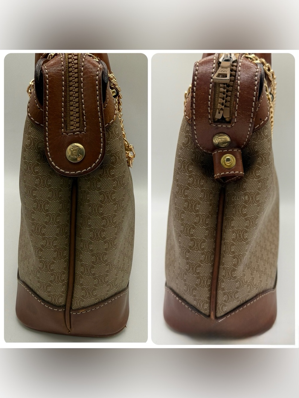 Celine Vintage Macadam Handbag w/ Unbranded Chain - Picture 4 of 16